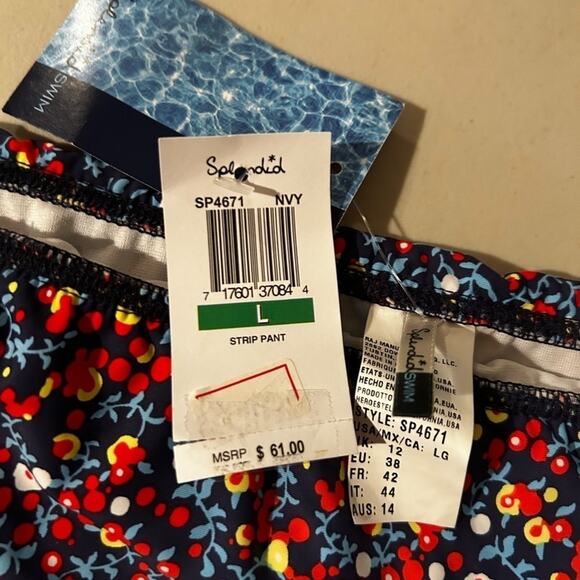 Splendid Swim Womens large Navy Blue and Red Floral Bikini new plunge swim - Picture 7 of 7